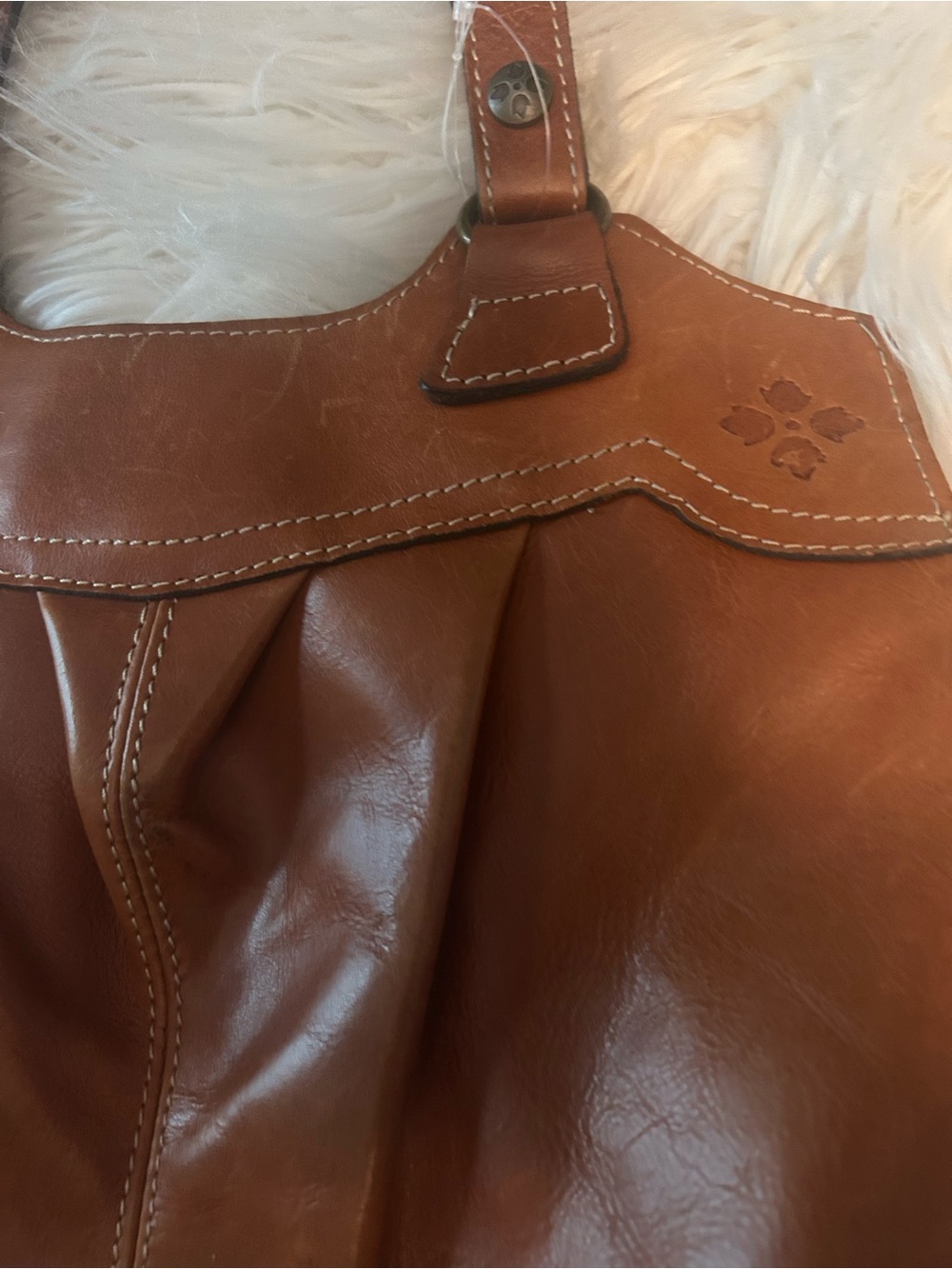 Patricia Nash Brown Genuine Leather Double Handle Satchel Bag - Picture 10 of 12
